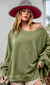 Vintage Washed Pullover - Olive