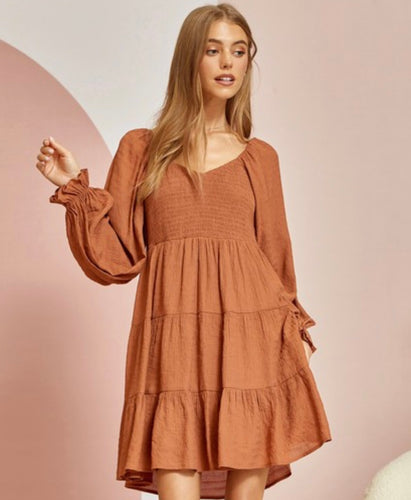 Tiered Dress - Rust
