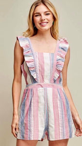 Striped Romper With Pockets