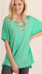 Emerald Criss Cross Front Top