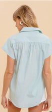 V-Neck Button Down- Sage