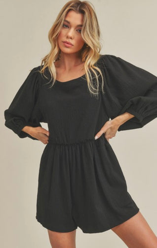 Babydoll Inspired Silhouette Romper - Black