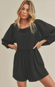 Babydoll Inspired Silhouette Romper - Black