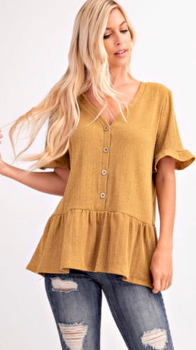 Ribbed Knit Peplum Top