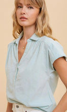 V-Neck Button Down- Sage